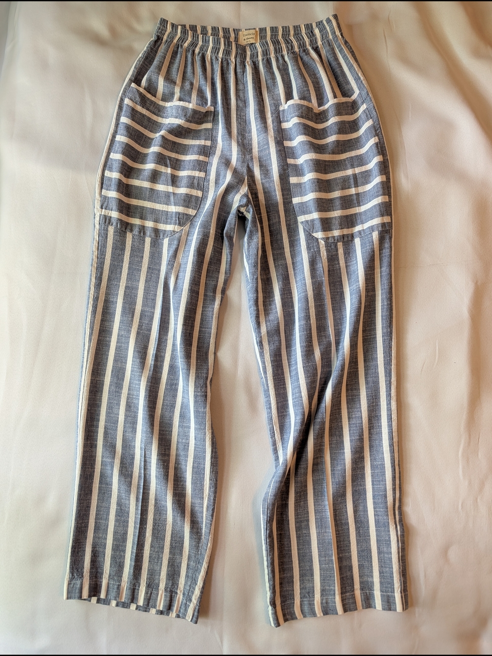 Spirit Blue & White Vertical Stripe Straight Leg Pants
